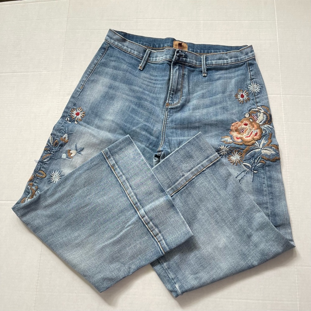 Jeans Sundance driftwood 32/14 25 1/2 inseam wide leg mid-rise embroidered